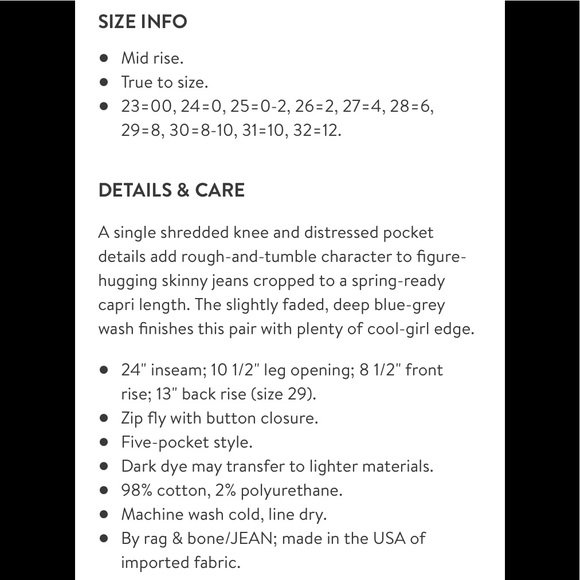 Rag & Bone Distressed ‘Ultra’ Capri Skinny Jeans - Picture 8 of 8